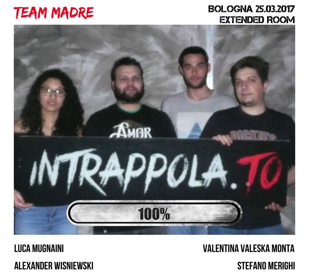 Il gruppo Team Madre è fuggito dalla nostra escape room Extended Room