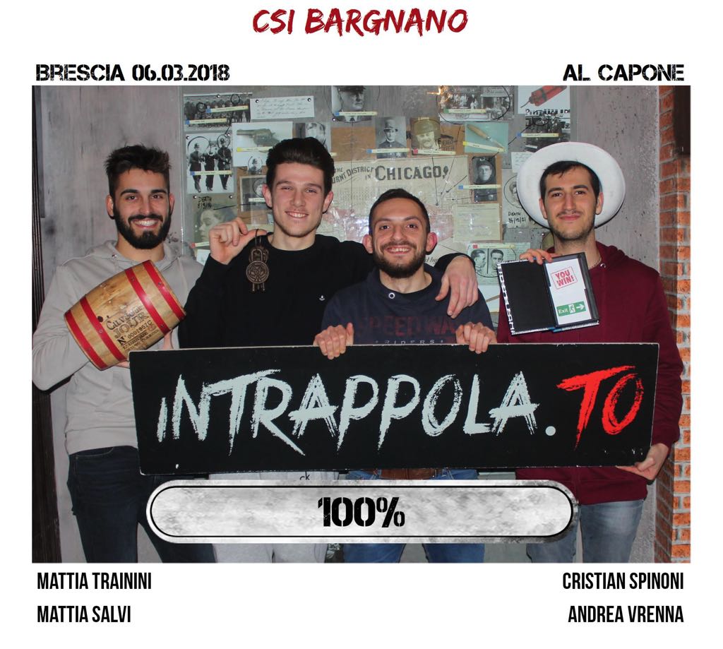 Il gruppo csi bargnano è fuggito dalla nostra escape room Al Capone