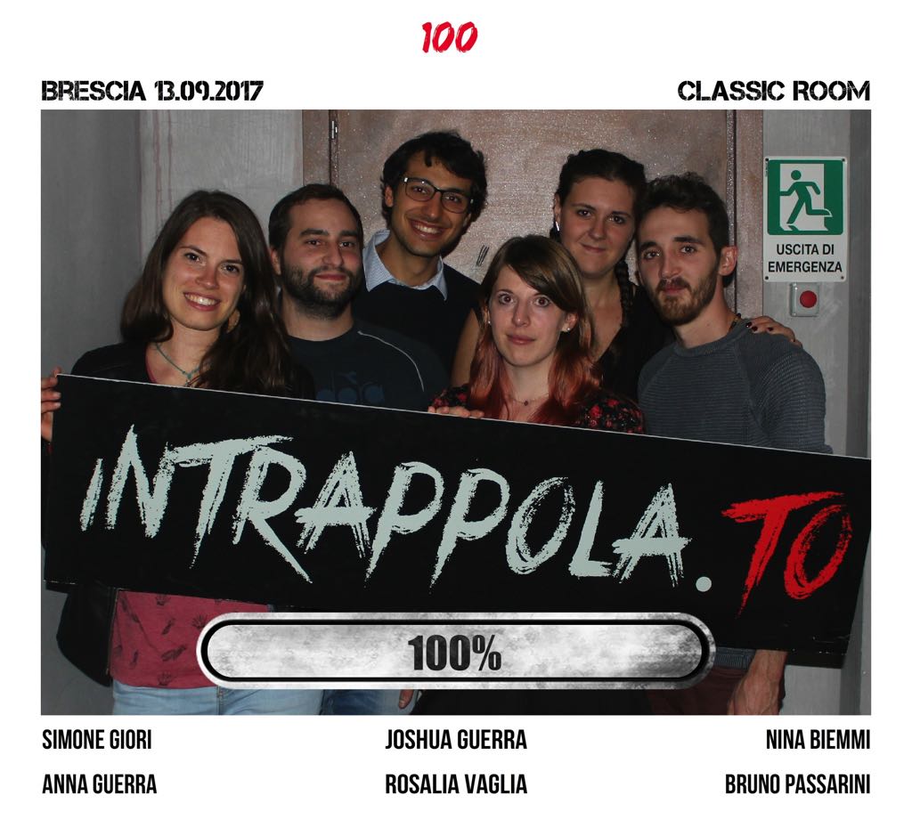 Il gruppo 100% è fuggito dalla nostra escape room Classic Room