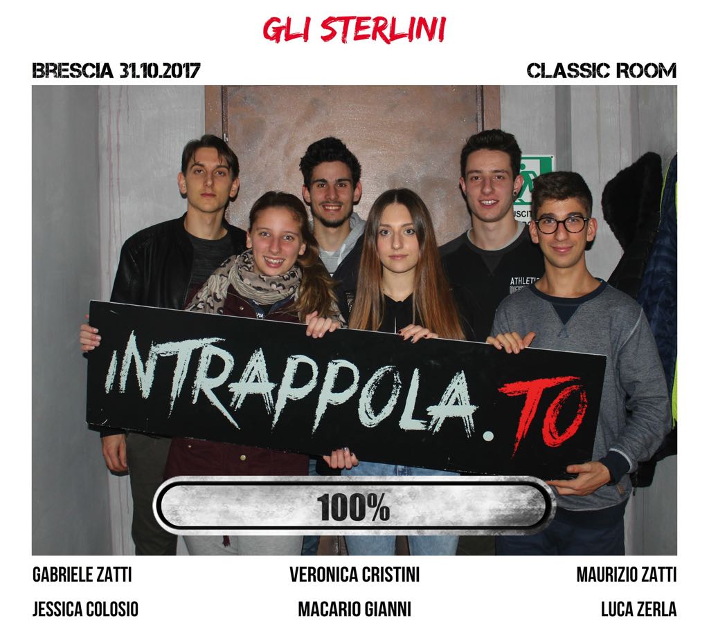 Il gruppo Gli Sterlini è fuggito dalla nostra escape room Classic Room