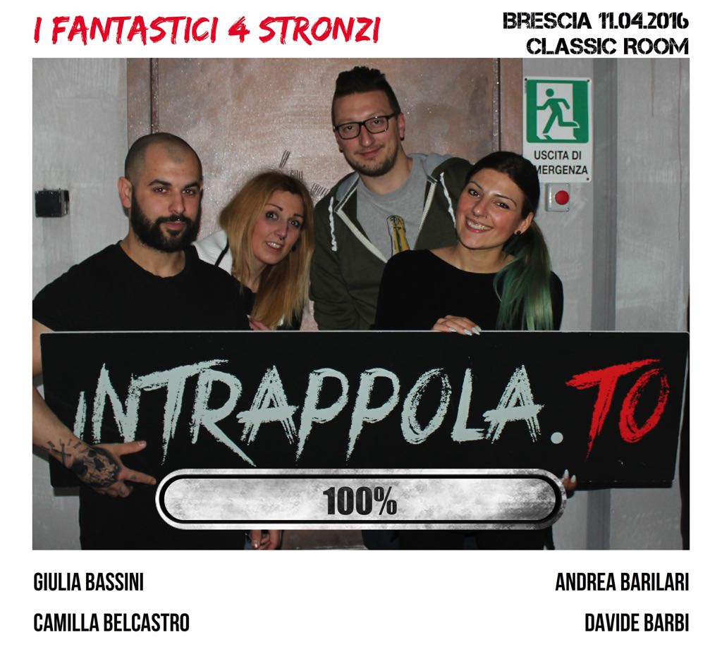 Il gruppo I FANTASTICI 4 STRONZI è fuggito dalla nostra escape room Classic Room