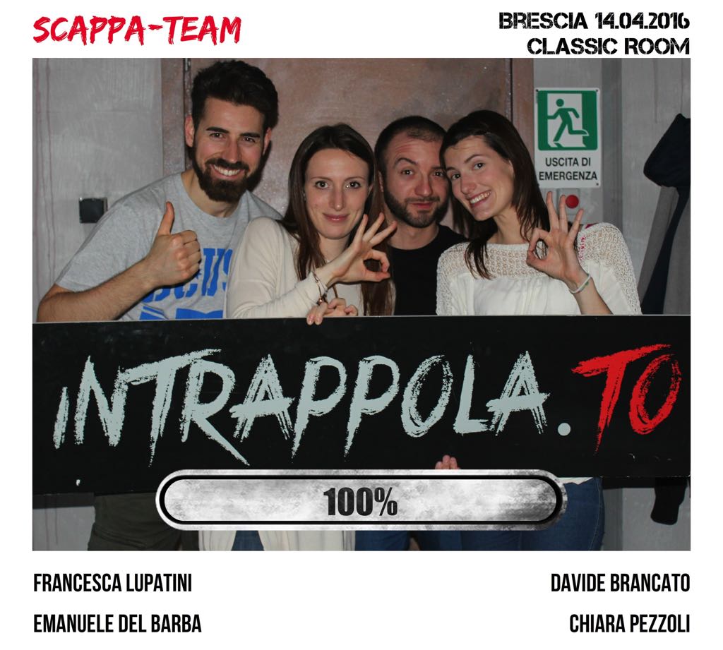 Il gruppo SCAPPA-TEAM è fuggito dalla nostra escape room Classic Room