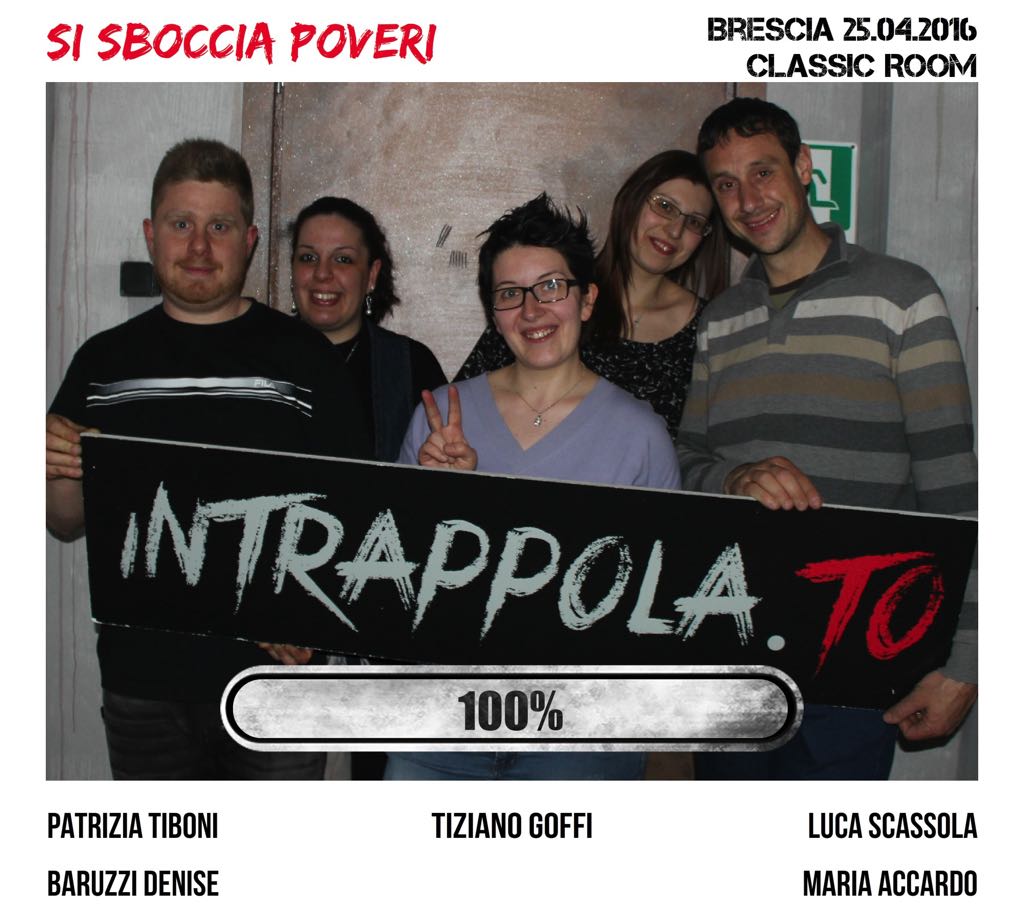Il gruppo Si sboccia poveri è fuggito dalla nostra escape room Classic Room