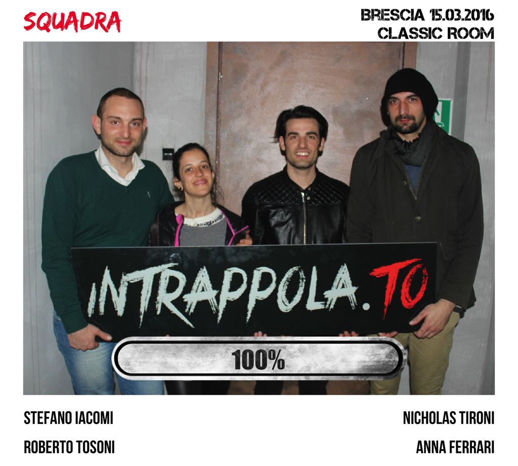 Il gruppo Squadra è fuggito dalla nostra escape room Classic Room
