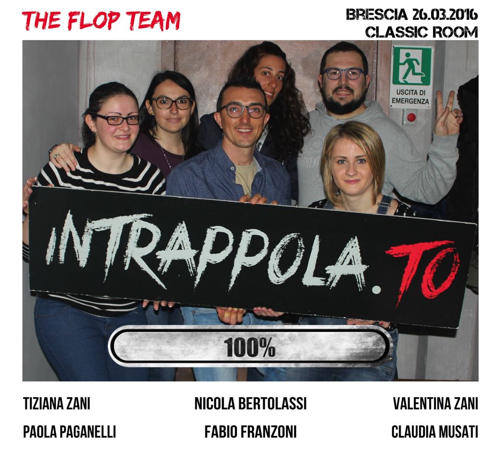 Il gruppo THE FLOP TEAM è fuggito dalla nostra escape room Classic Room
