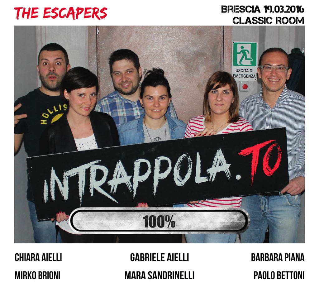 Il gruppo The Escapers è fuggito dalla nostra escape room Classic Room