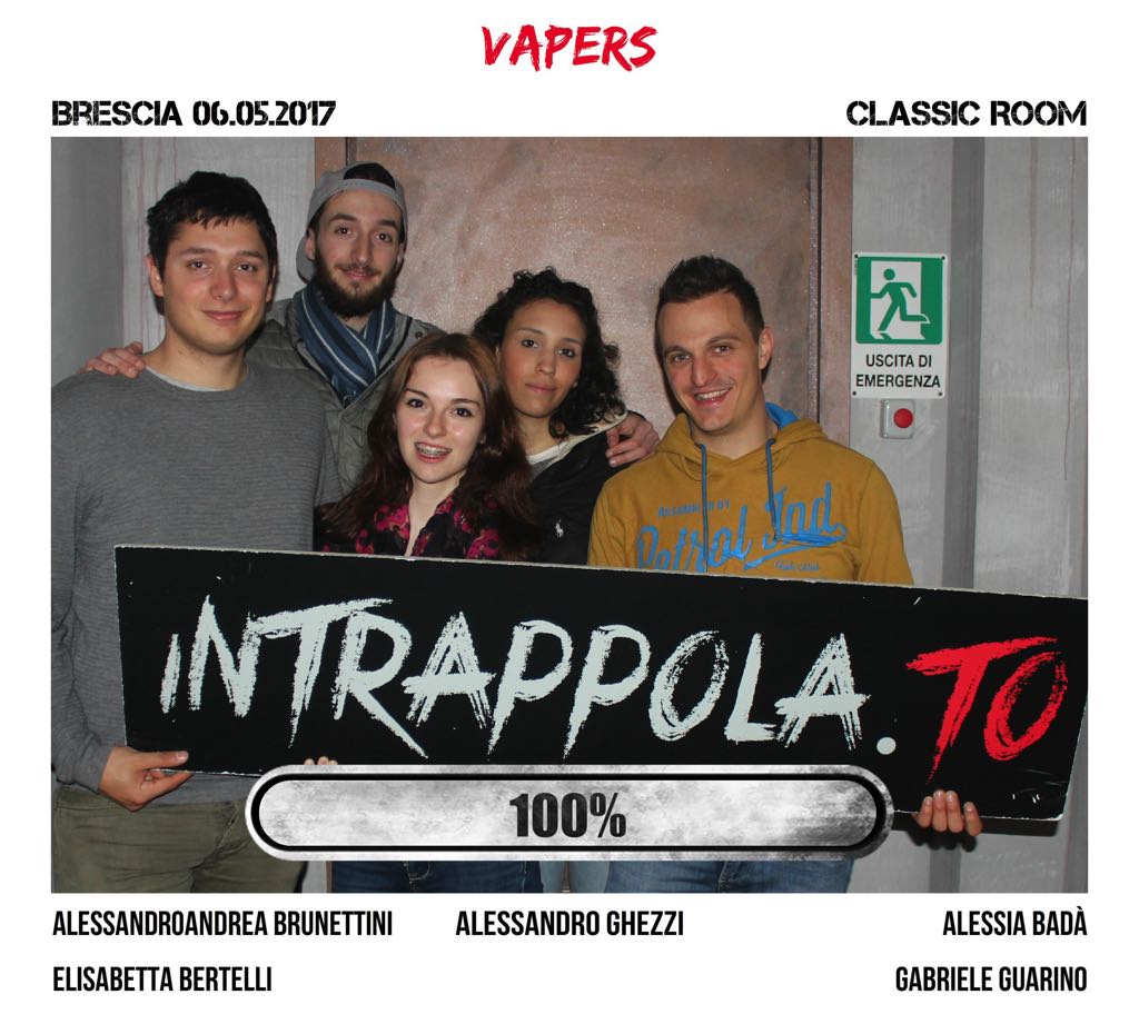 Il gruppo Vapers è fuggito dalla nostra escape room Classic Room