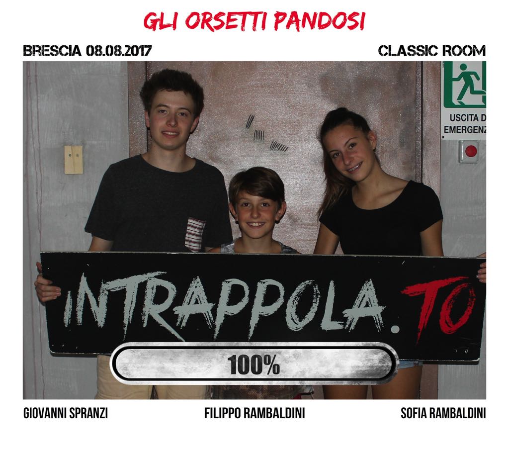Il gruppo gli orsetti pandosi è fuggito dalla nostra escape room Classic Room