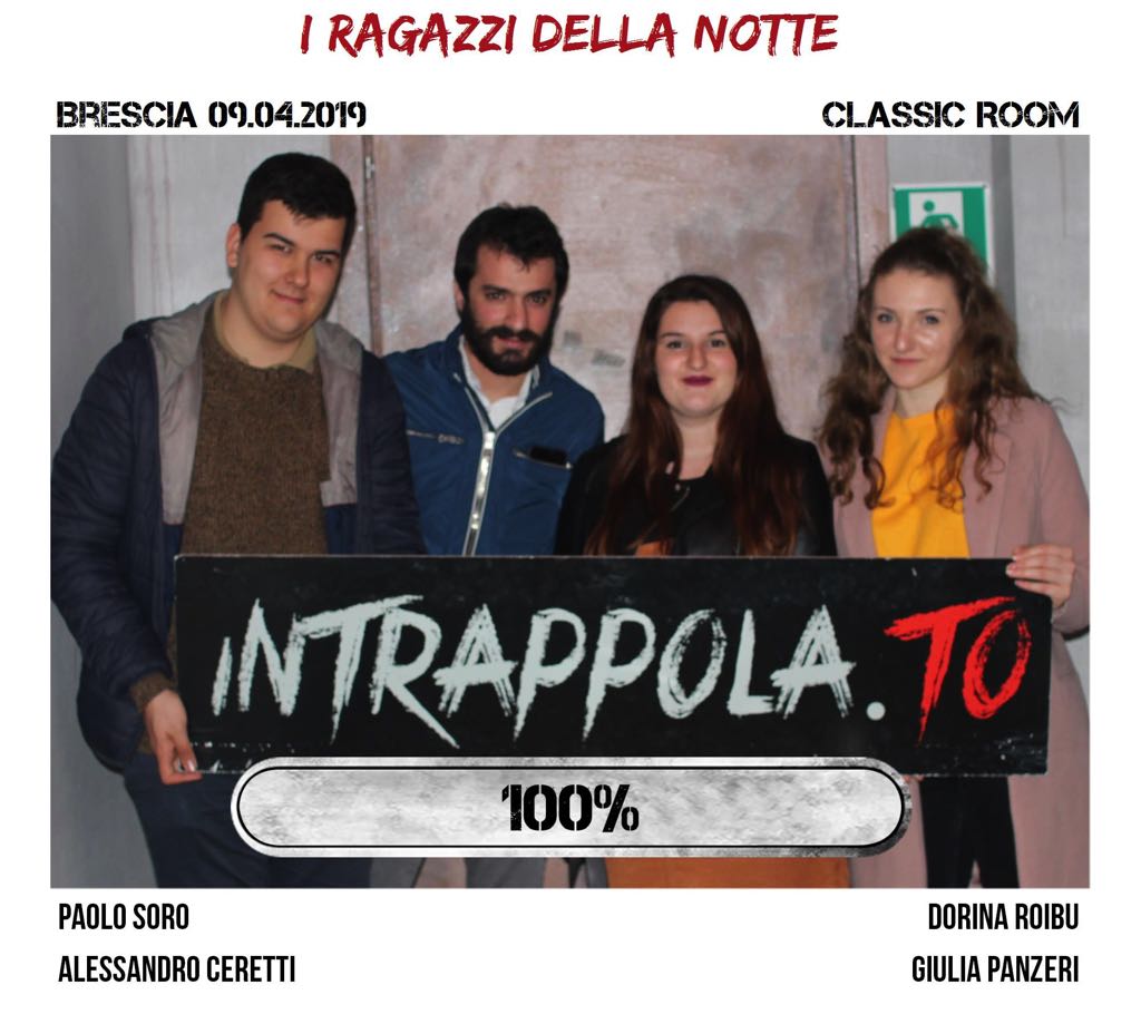 Il gruppo i ragazzi della notte è fuggito dalla nostra escape room Classic Room