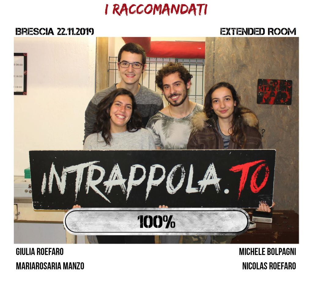 Il gruppo I RACCOMANDATI è fuggito dalla nostra escape room Extended Room