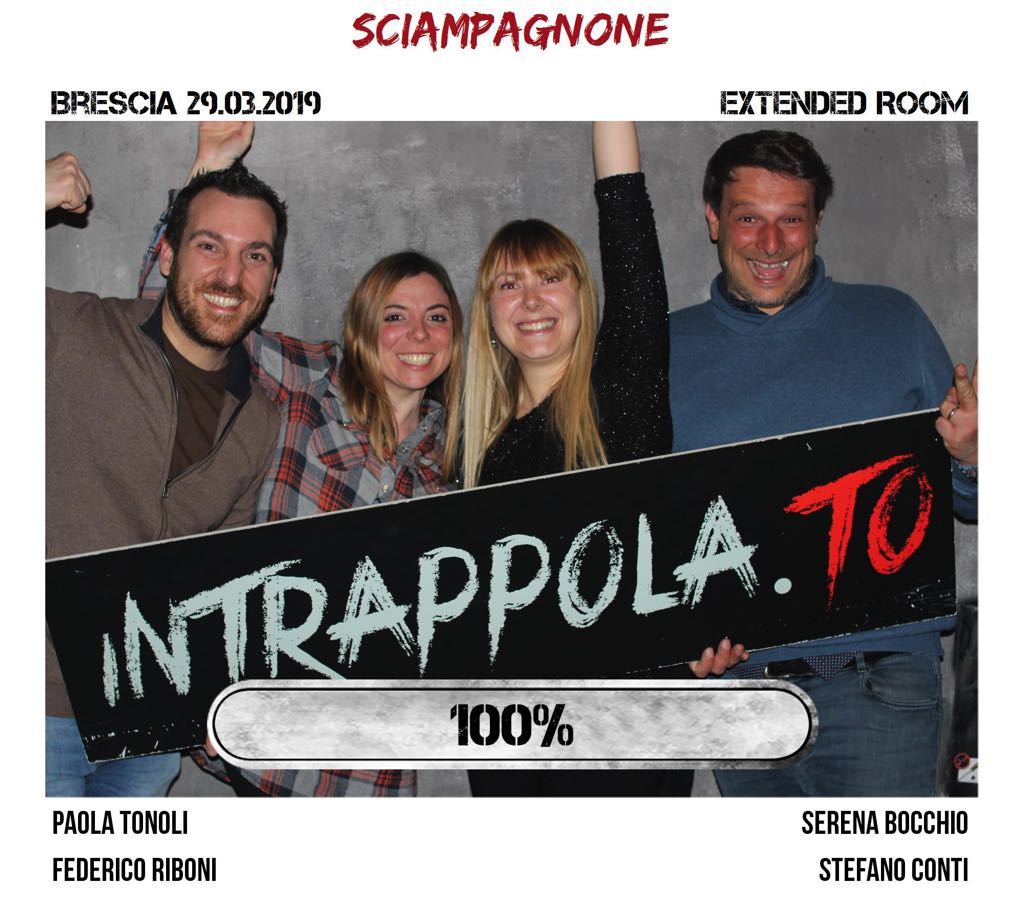 Il gruppo sciampagnone è fuggito dalla nostra escape room Extended Room