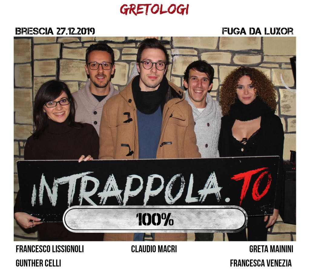 Il gruppo GRETOLOGI è fuggito dalla nostra escape room Fuga da Luxor