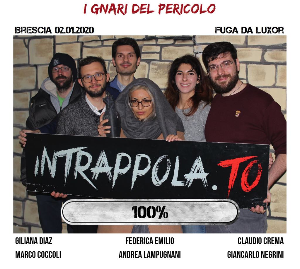 Il gruppo I GNARI DEL PERICOLO è fuggito dalla nostra escape room Fuga da Luxor