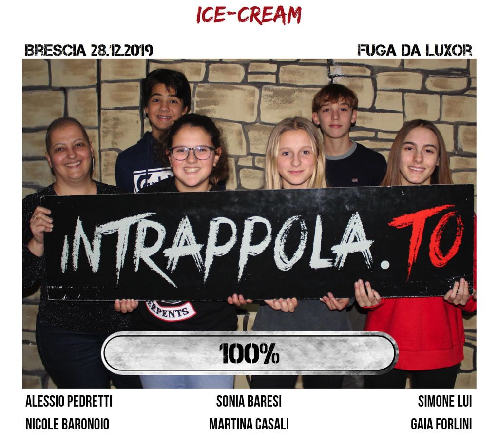 Il gruppo ICE-CREAM è fuggito dalla nostra escape room Fuga da Luxor