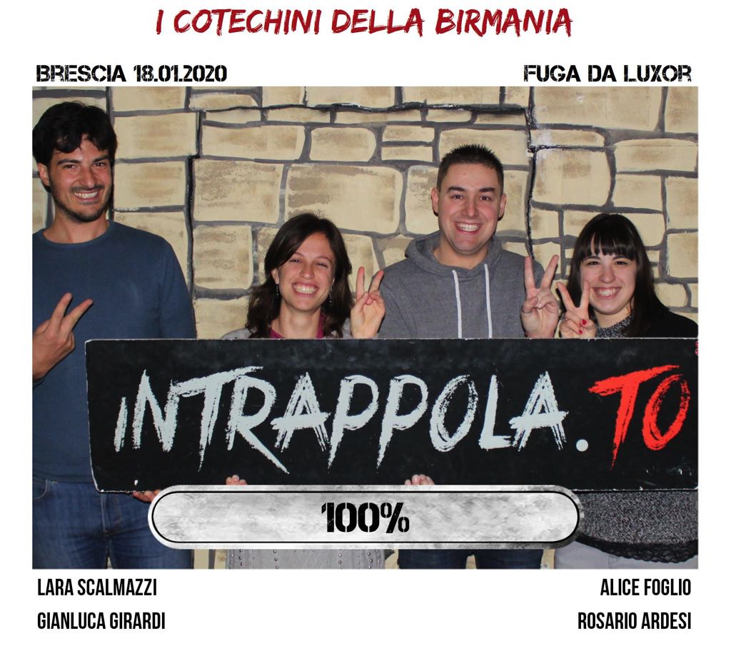 Il gruppo i cotechini della birmania è fuggito dalla nostra escape room Fuga da Luxor