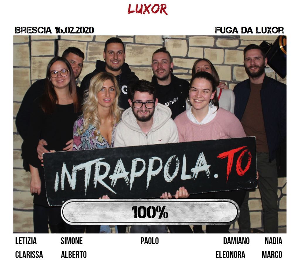Il gruppo luxor  è fuggito dalla nostra escape room Fuga da Luxor