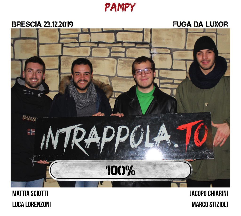 Il gruppo pampy è fuggito dalla nostra escape room Fuga da Luxor