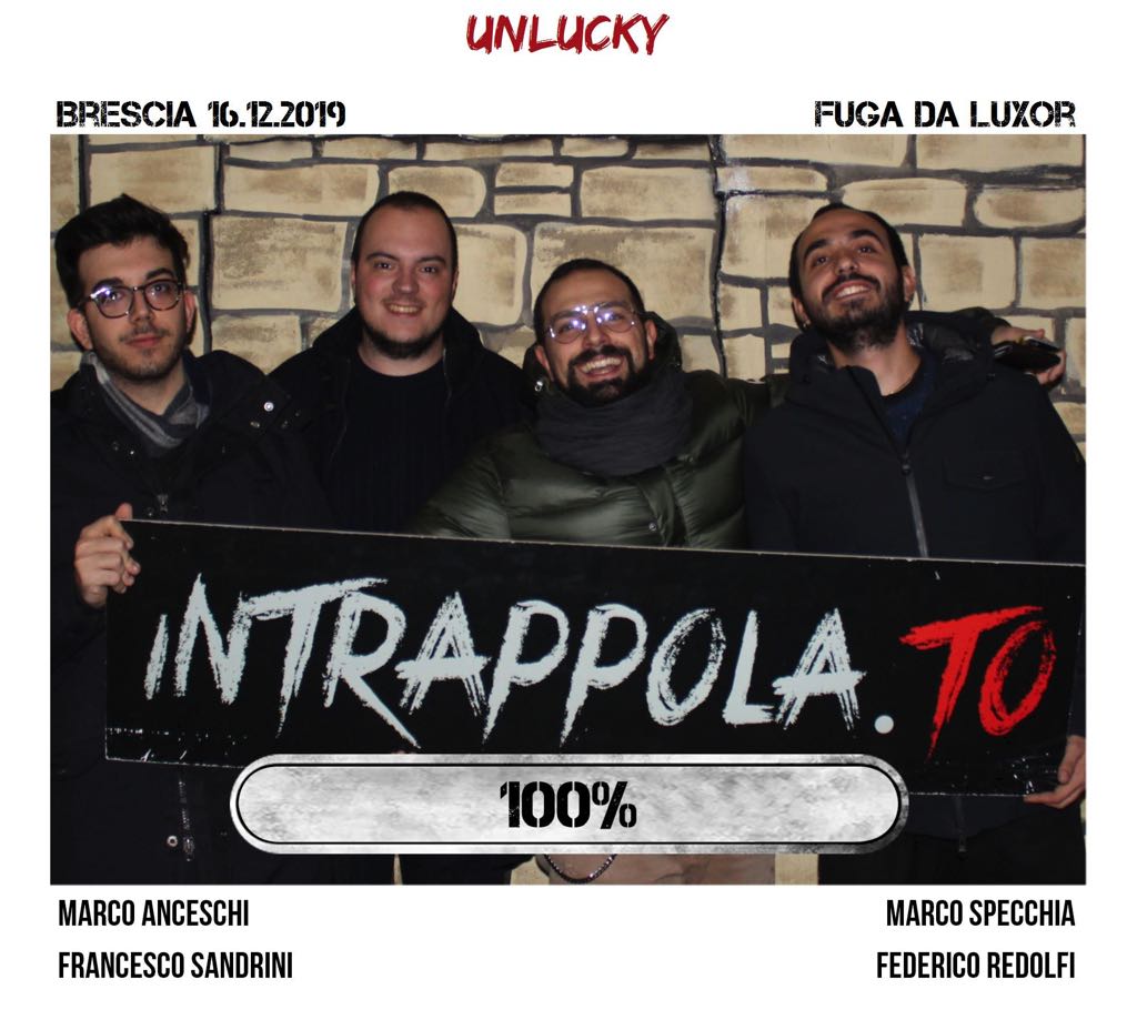 Il gruppo unlucky è fuggito dalla nostra escape room Fuga da Luxor