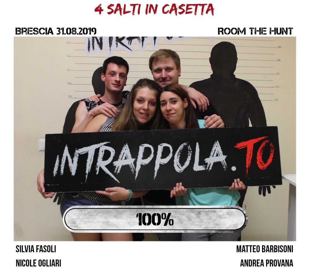 Il gruppo 4 salti in casetta è fuggito dalla nostra escape room Room The Hunt