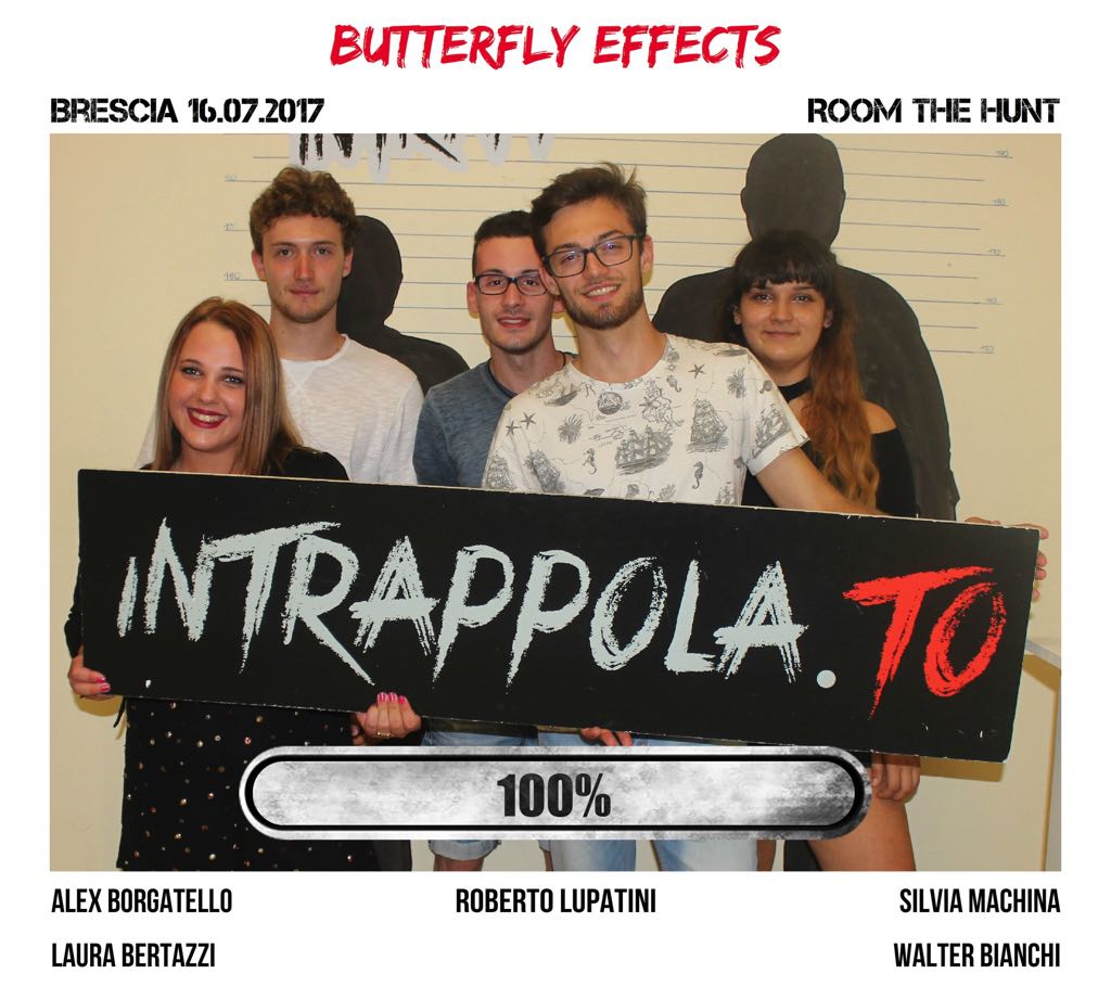Il gruppo Butterfly effects è fuggito dalla nostra escape room Room The Hunt