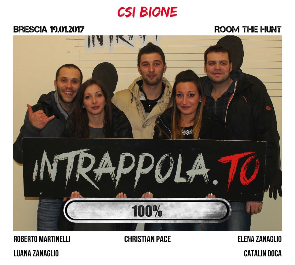 Il gruppo Csi Bione è fuggito dalla nostra escape room Room The Hunt