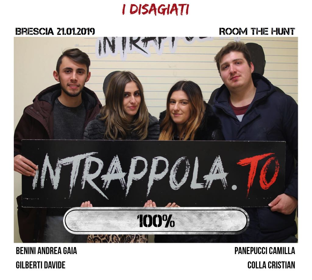 Il gruppo I Disagiati è fuggito dalla nostra escape room Room The Hunt
