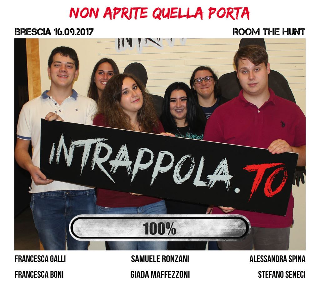 Il gruppo Non aprite quella porta è fuggito dalla nostra escape room Room The Hunt