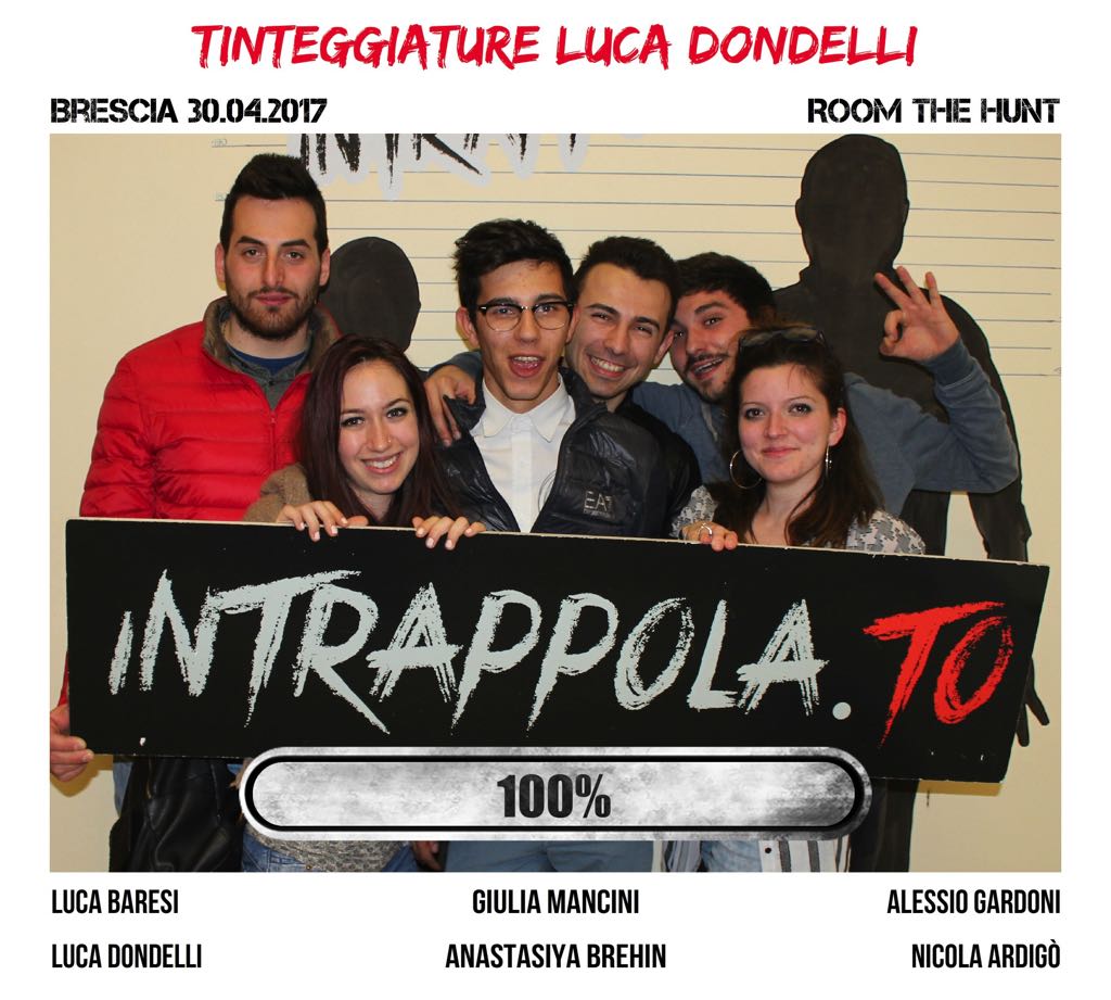 Il gruppo TINTEGGIATURE LUCA DONDELLI è fuggito dalla nostra escape room Room The Hunt