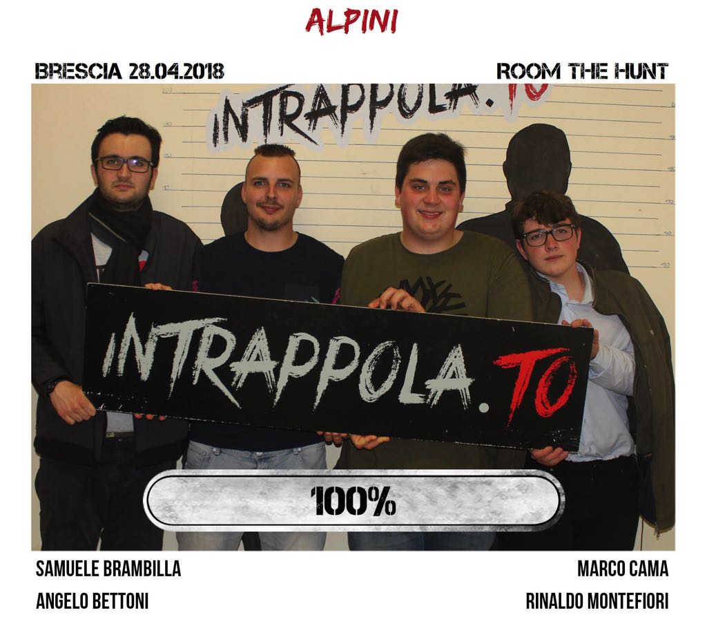 Il gruppo alpini è fuggito dalla nostra escape room Room The Hunt