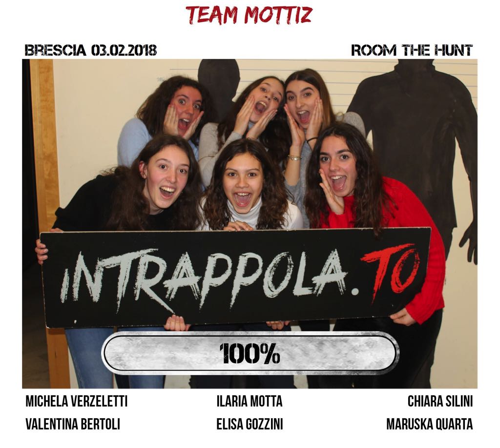 Il gruppo team mottiz è fuggito dalla nostra escape room Room The Hunt