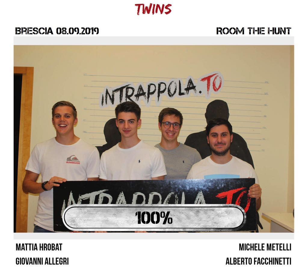 Il gruppo twins è fuggito dalla nostra escape room Room The Hunt