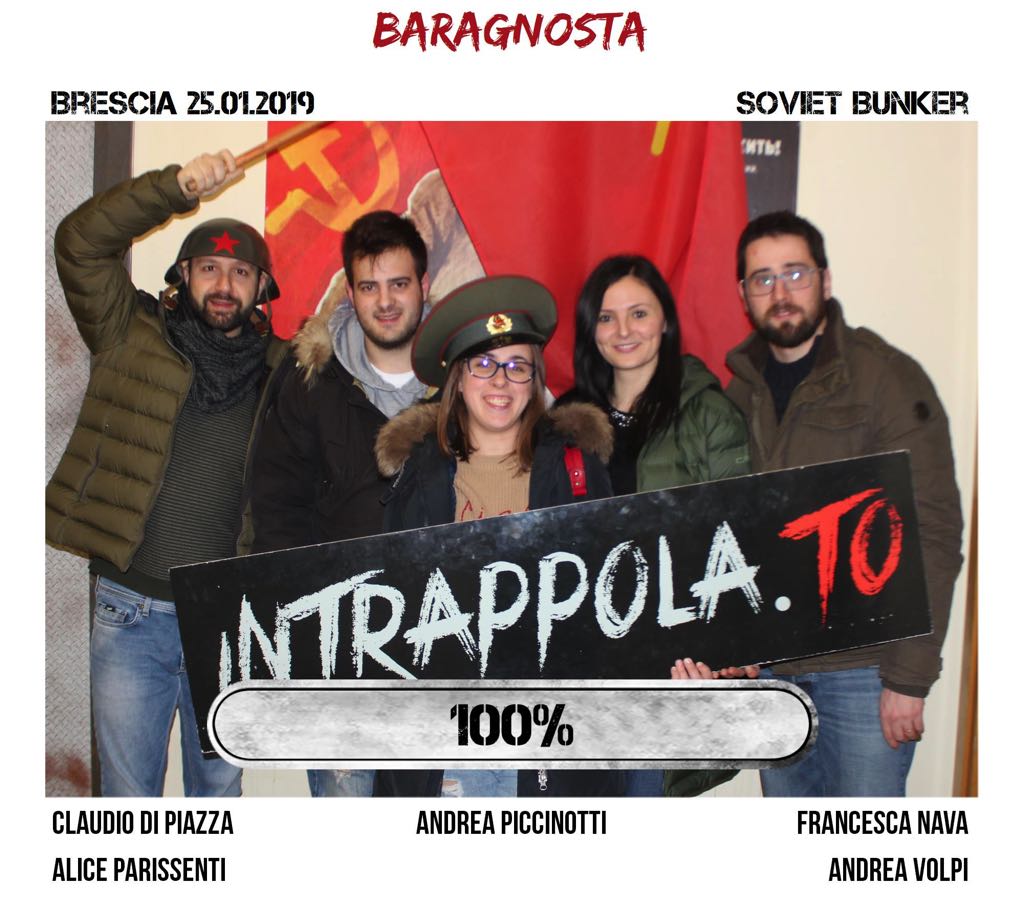 Il gruppo baragnosta è fuggito dalla nostra escape room Soviet Bunker