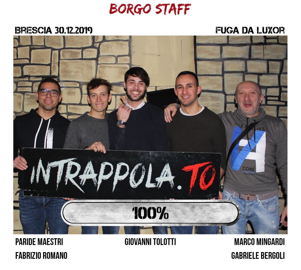 Il gruppo borgo staff è fuggito dalla nostra escape room Fuga da Luxor