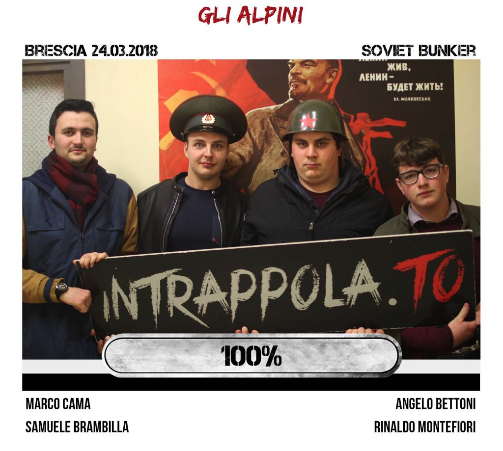 Il gruppo gli alpini è fuggito dalla nostra escape room Soviet Bunker