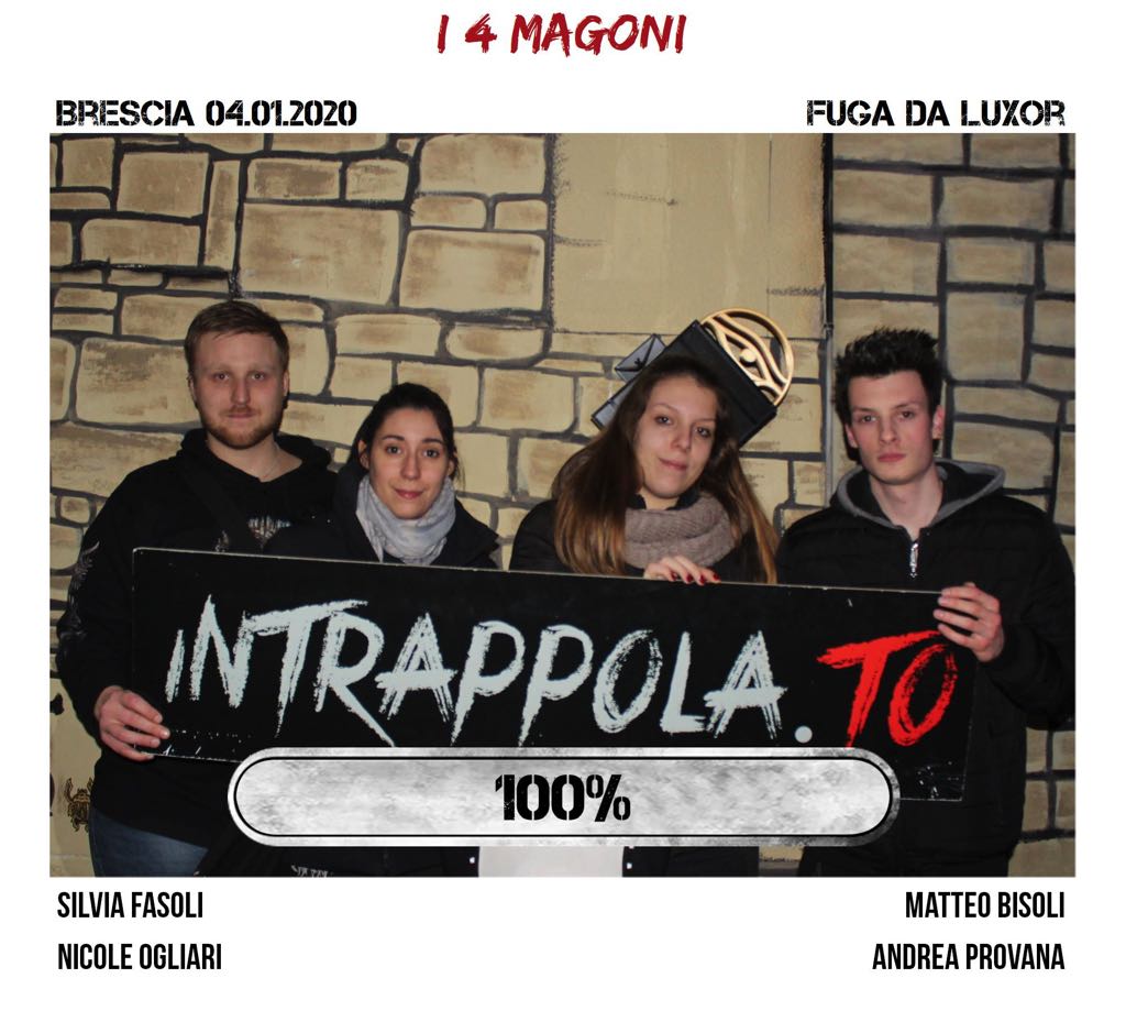 Il gruppo i 4 magoni è fuggito dalla nostra escape room Fuga da Luxor