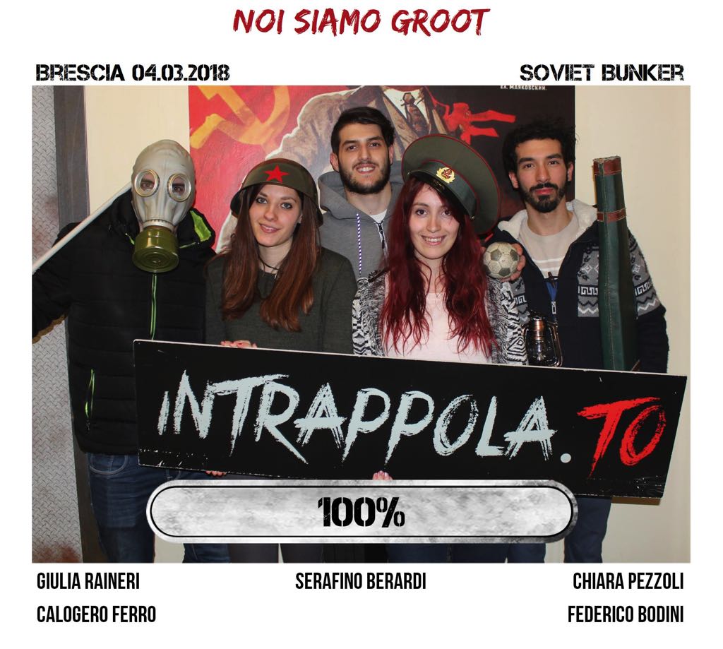 Il gruppo noi siamo groot è fuggito dalla nostra escape room Soviet Bunker