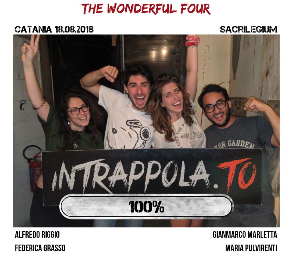 Il gruppo the wonderful four è fuggito dalla nostra escape room Sacrilegium