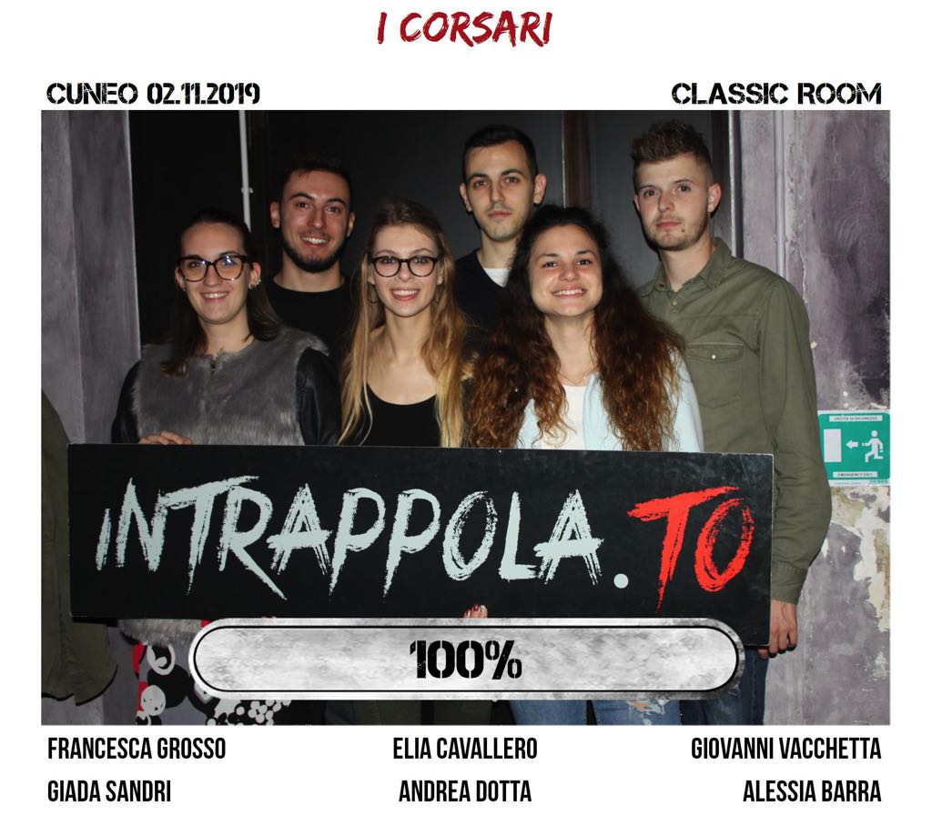 Il gruppo I CORSARI è fuggito dalla nostra escape room Classic Room