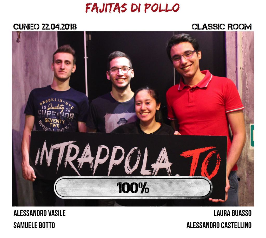 Il gruppo fajitas di pollo è fuggito dalla nostra escape room Classic Room