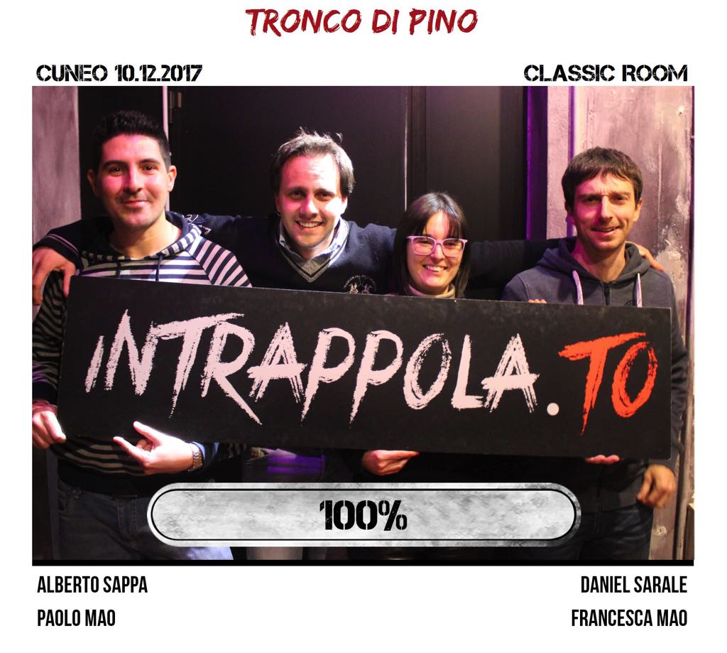 Il gruppo tronco di pino è fuggito dalla nostra escape room Classic Room
