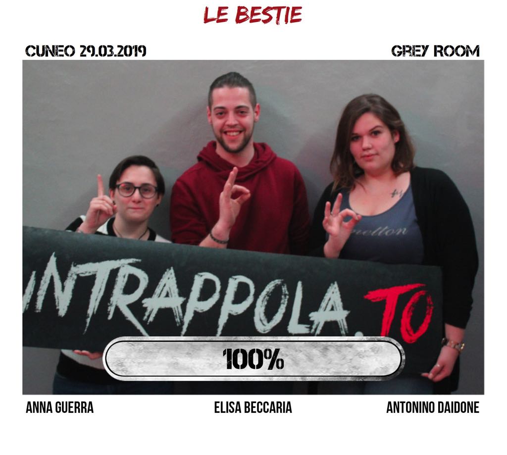 Il gruppo LE BESTIE è fuggito dalla nostra escape room Grey Room