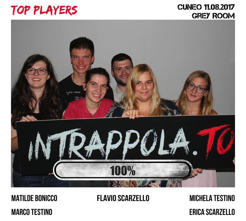 Il gruppo Top Players è fuggito dalla nostra escape room Grey Room