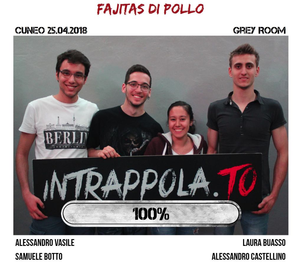 Il gruppo fajitas di pollo è fuggito dalla nostra escape room Grey Room