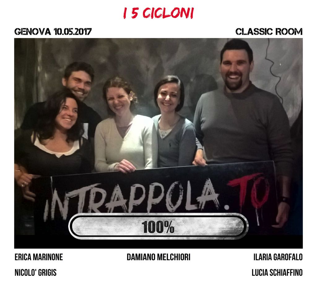 Il gruppo i 5 cicloni è fuggito dalla nostra escape room 