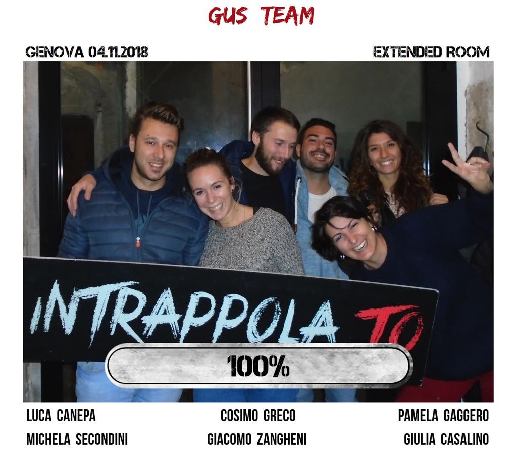 Il gruppo  gus  team è fuggito dalla nostra escape room Extended Room