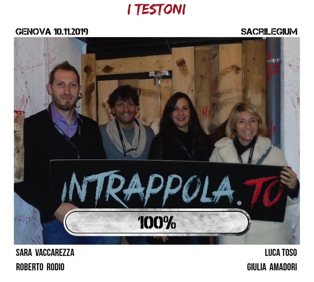 Il gruppo i testoni è fuggito dalla nostra escape room Sacrilegium