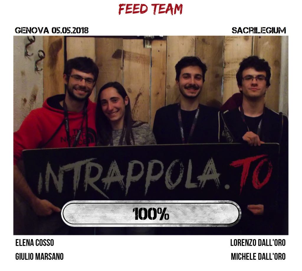 Il gruppo feed team è fuggito dalla nostra escape room Sacrilegium