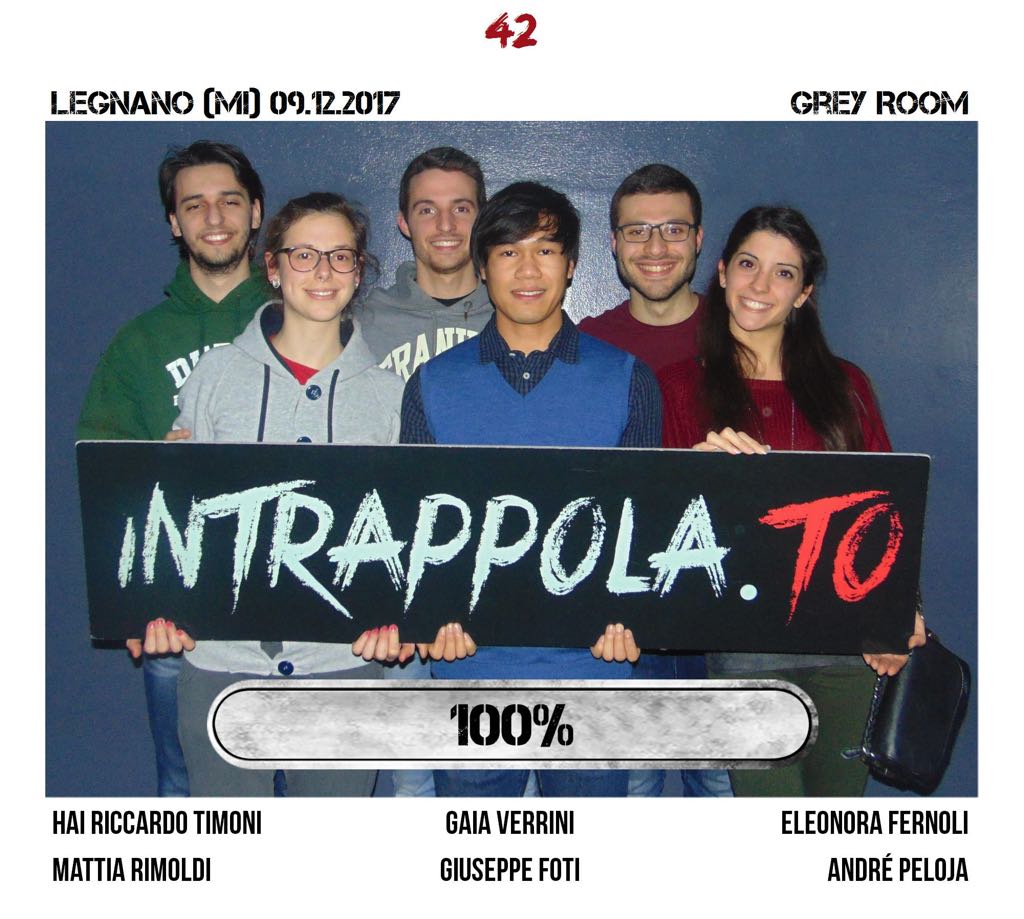 Il gruppo 42 è fuggito dalla nostra escape room Grey Room
