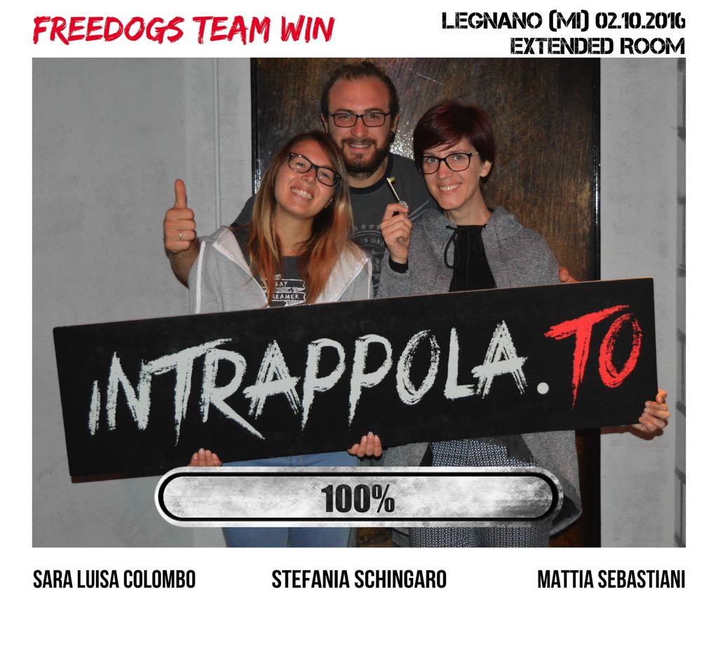 Il gruppo Freedogs Team Win è fuggito dalla nostra escape room Extended Room