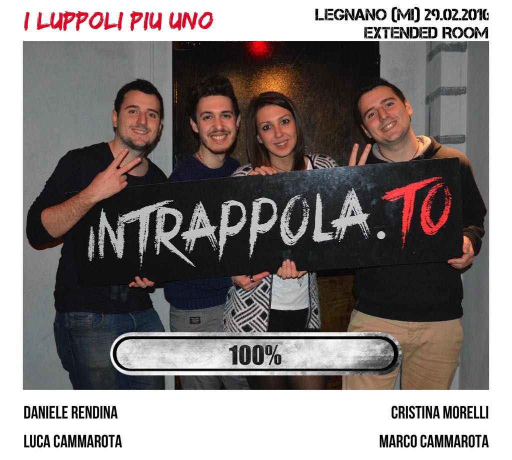 Il gruppo I LUPPOLI PIU UNO è fuggito dalla nostra escape room Extended Room
